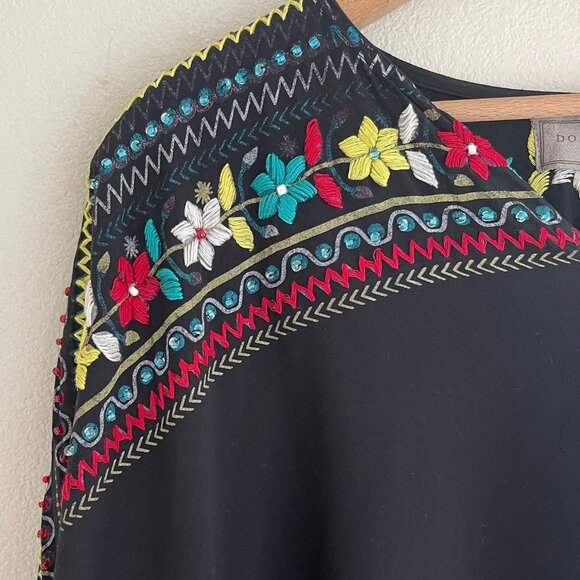 DOUBLE D RANCH Black Embroidered Poncho Top: NWOT! Fits Small-Large: Marked XS - Picture 6 of 7